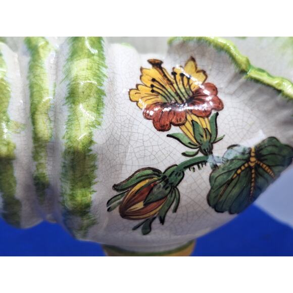 Jay Willfred Footed Seashell Rare Pattern! Made In Italy 1995- Bright & Cheery! - Picture 12 of 12